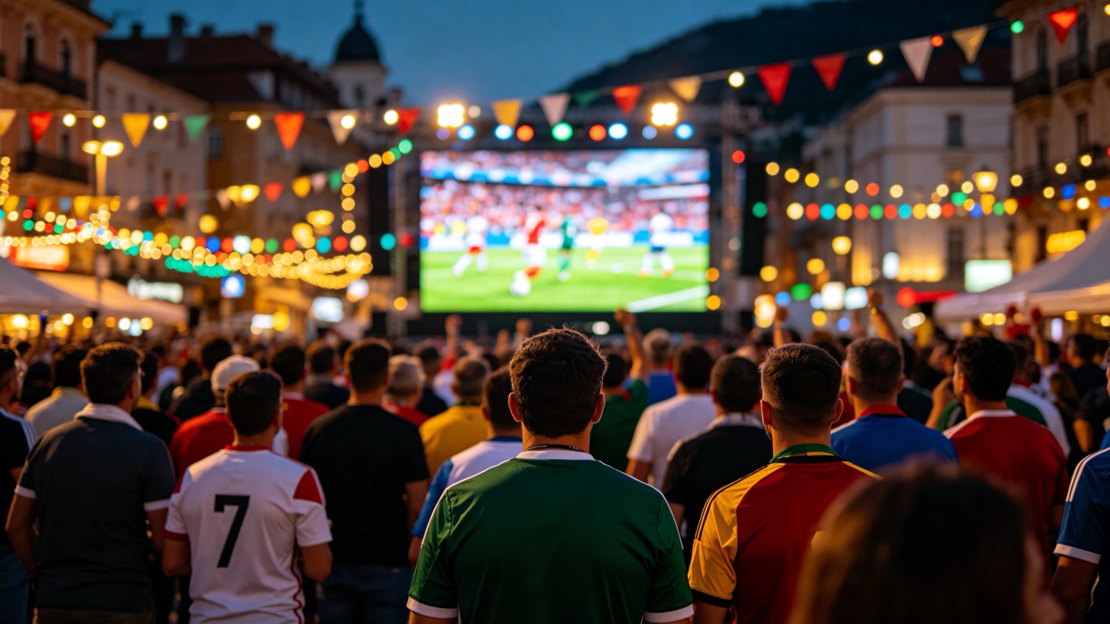 Watch party — big screen, big crowd